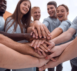close up. a group of young people showing their unity