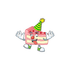 Amusing Clown strawberry slice cake cartoon character mascot style