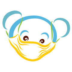 Obraz premium blue bear head in medical mask, health and safety