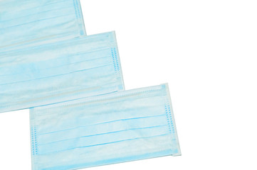 Fototapeta premium Surgical mask with rubber ear straps. antivirus medical mask for protection covid-19. Protection corona virus concept.