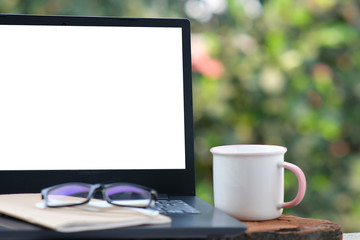 cup of coffee and tablet pc