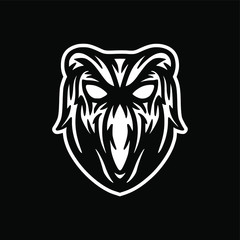 wild owl head logo vector mascot design