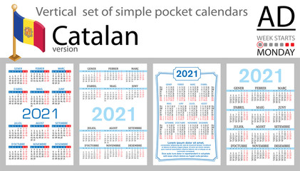 Catalan vertical pocket calendar for 2021