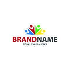 creative group of people logo design, vector