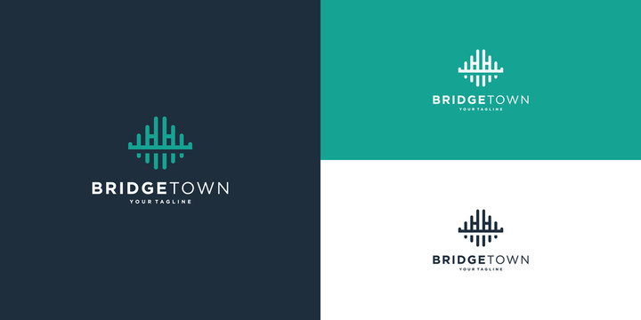 Unique and elegant minimalist bridge with premium vector style