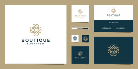 Fototapeta na wymiar Simple and elegant floral monogram design template, elegant line art logo design, Premium Vector