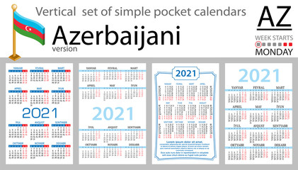 Azerbaijani vertical pocket calendar for 2021