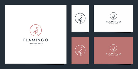 Minimalist beautiful flamingo logo design inspiration. Premium Vector - obrazy, fototapety, plakaty