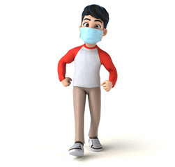 3D Illustration of a teenager with a mask