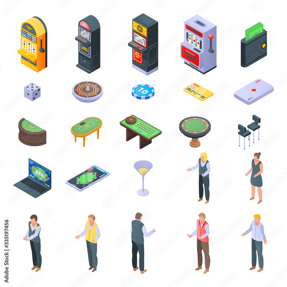 Poster croupier icons set. isometric set of croupier vector icons for web design isolated on white backgrou