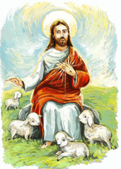 calm jesus messiah and resurrection with nature background - illustration