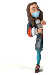 3D illustration of a cartoon character with a mask