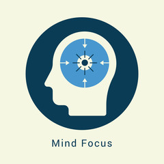 mind focus icon concept with human head