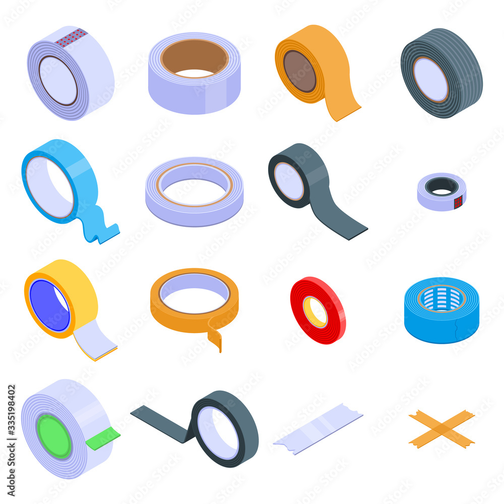 Aufkleber scotch tape icons set. isometric set of scotch tape vector icons for web design isolated on white ba