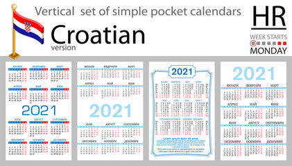 Croatian vertical pocket calendar for 2021