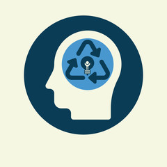 Human head with light bulb icon