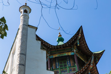 Zharkent 150 years old chinese pagoda style mosque, current museum in Kazakhstan near China boarder