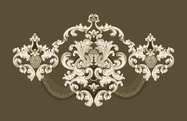 Decorated with elegant and luxurious patterns. Rococo, Baroque style, retro elements, invitation cards, textiles, wrapping paper and fabric design.