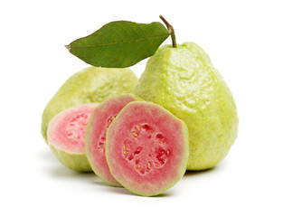 Pink guava isolated on white background
