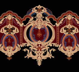 Decorated with elegant and luxurious patterns. Rococo, Baroque style, retro elements, invitation cards, textiles, wrapping paper and fabric design.