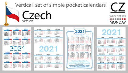 Czech vertical pocket calendar for 2021