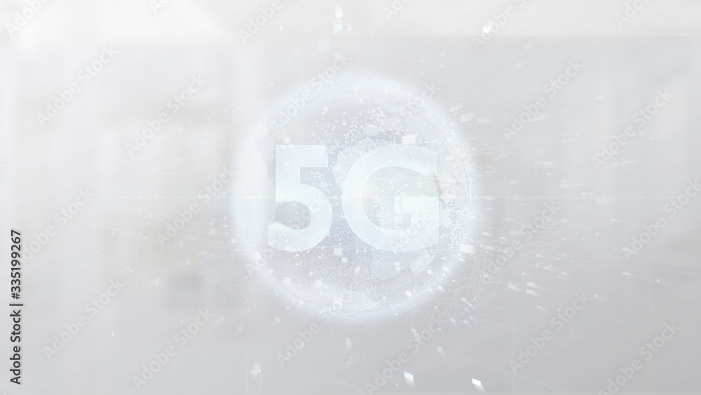 Poster 5g connection with data surrounding - 3d rendering