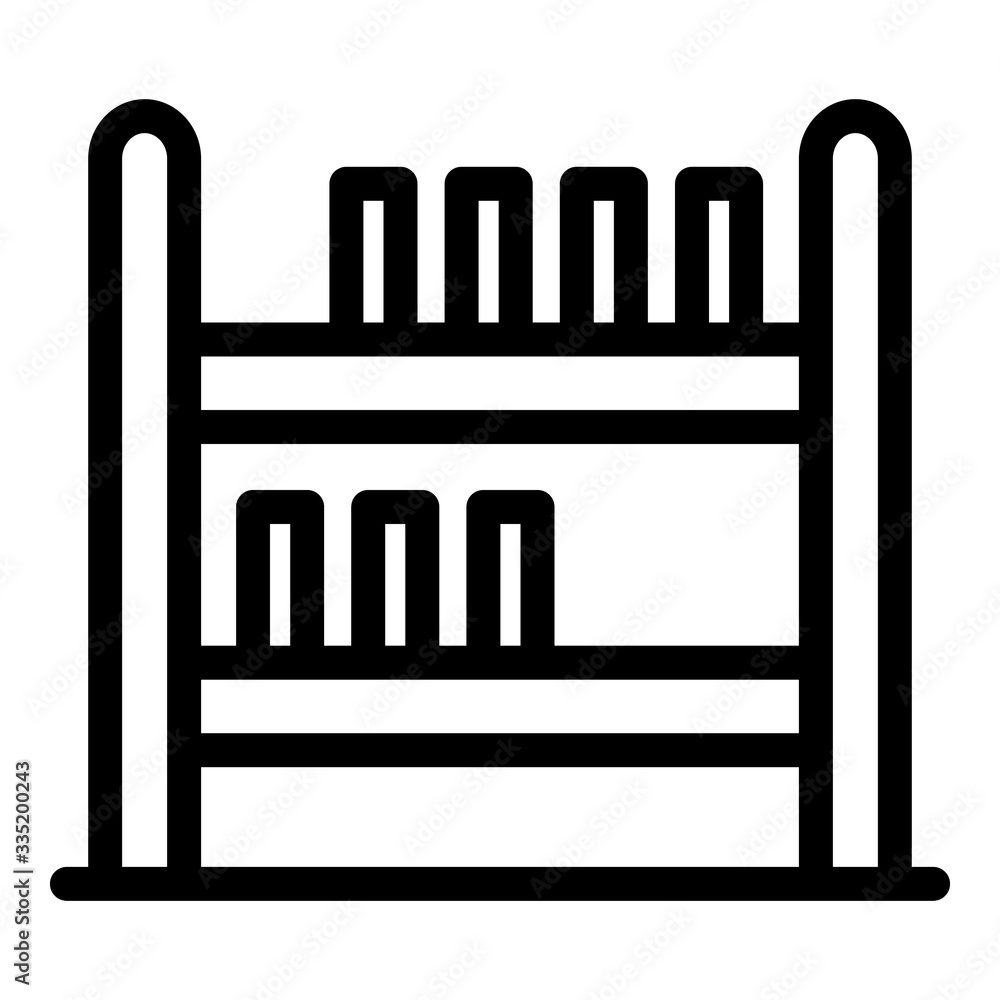 Poster kid room bookshelf icon. outline kid room bookshelf vector icon for web design isolated on white bac
