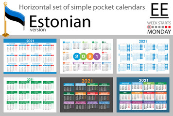Estonian horizontal pocket calendar for 2021