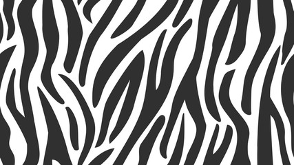 Zebra skin. Seamless vector texture. Realistic black and white pattern.