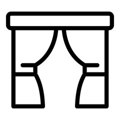 Kid room curtains icon. Outline kid room curtains vector icon for web design isolated on white background