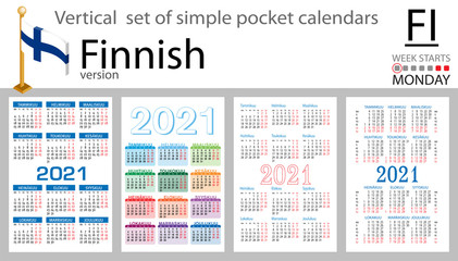Finnish vertical pocket calendar for 2021