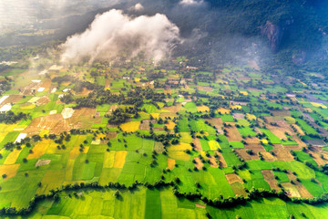 Royalty high quality free stock image aerial view of rice fields in Mekong Delta, Tri Ton town, An...