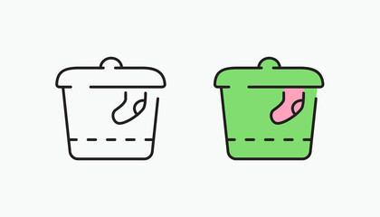 Icon basket for dirty Laundry. Vector illustration in flat style.