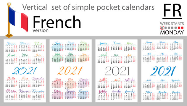 French vertical pocket calendar for 2021