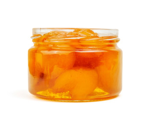 Fototapeta na wymiar Apricot jam in a glass jar