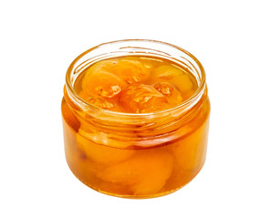 Apricot jam in a glass jar