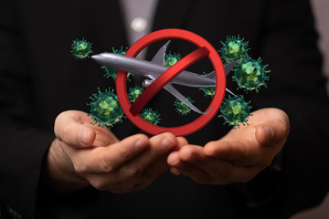No flying symbol on white background with prohibit sign on isolated white 3d.