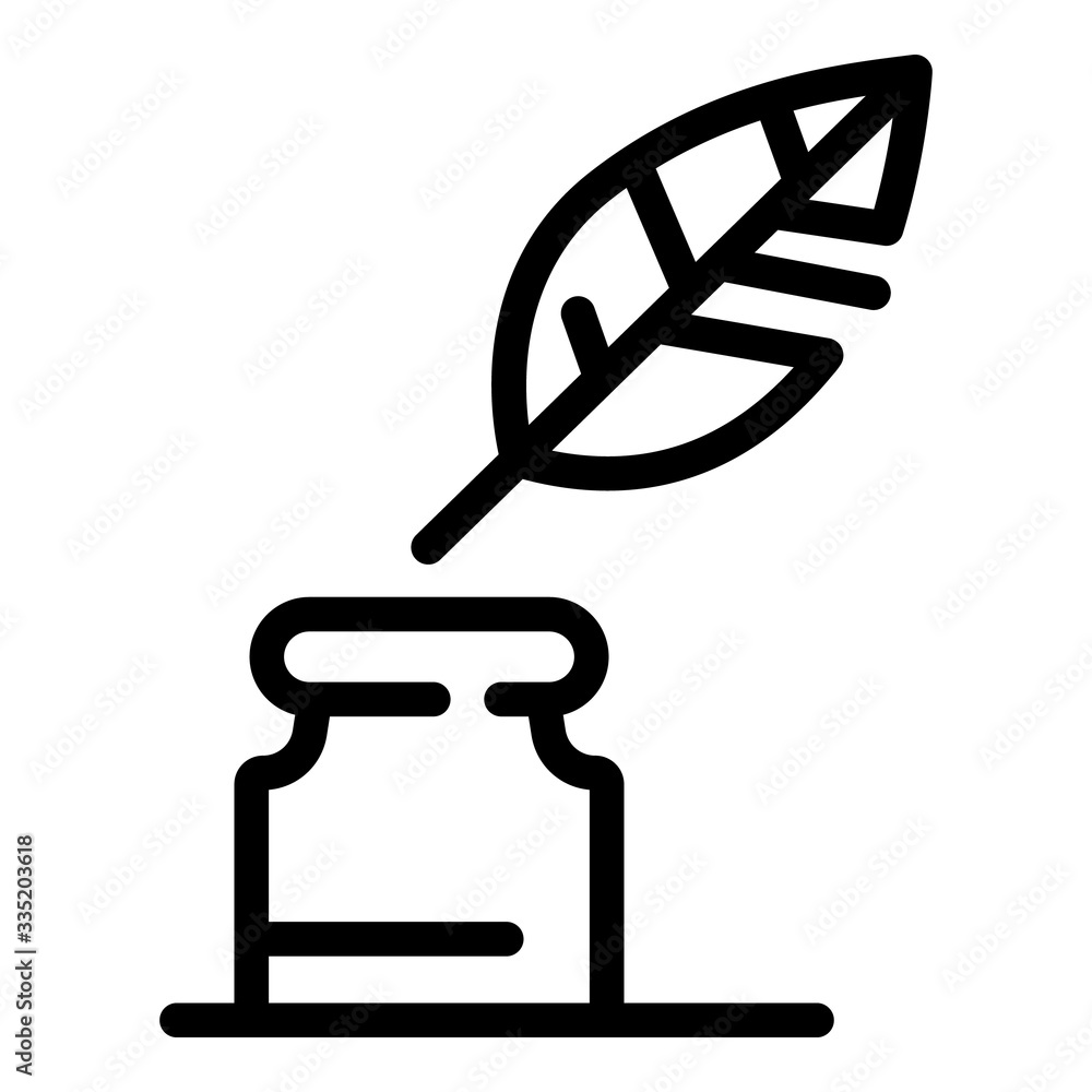 Poster ink jar feather icon. outline ink jar feather vector icon for web design isolated on white backgroun