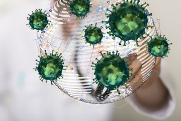 Virus abstract background. protection Genetics Bacteriological Microorganism..