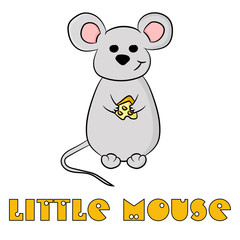 children print. little mouse. 
the character. creature. Cute happy little mouse/ Hand drawn vector illustration for print design, greeting card or poster