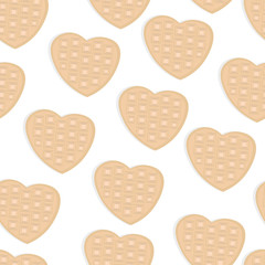 seamless pattern of pink waffle iron and wafers. Cute girl illustration on flat style. Kids cooker machine. Background cozy home and 
housewife.