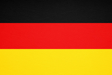 german flag of germany print on leather texture background