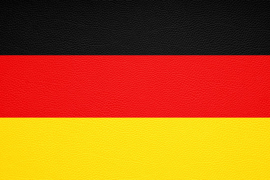 german flag of germany print on leather texture background