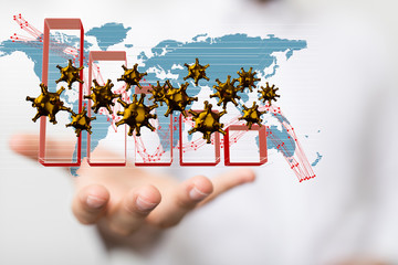 Financial stock graph has down from virus corona outbreak..