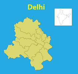 Obraz premium Delhi map with forest background.delhi map in 2020.