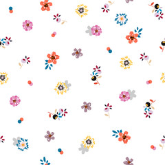 Colorful cute trendy seamless patternin small-scale flower  liberty style in vector EPS10. Design for fashion,fabric,web,wallpaper,wrapping,cover and all prints