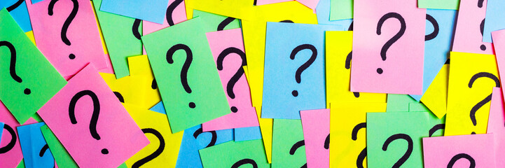 question marks written reminders tickets