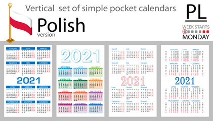 Polish vertical pocket calendar for 2021