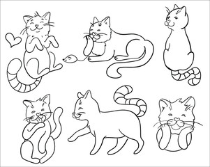 vector illustration of cat outline, Doodle style