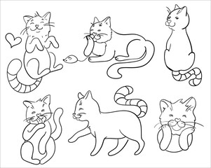 vector illustration of cat outline, Doodle style